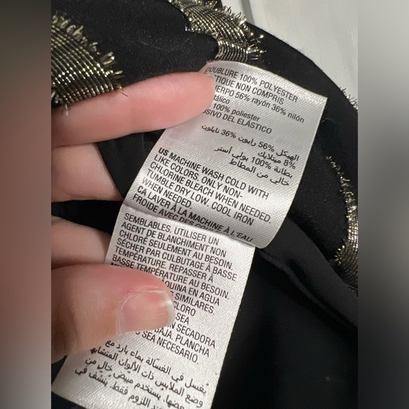 Alfani Black and Gold Metallic Striped Long Sleeve Blouse - Picture 10 of 11